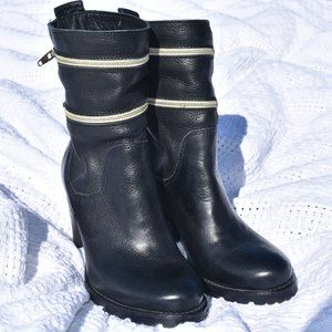 Danielle - Vera Gomma - Black Heeled Booties with Zipper Accent - Size 36